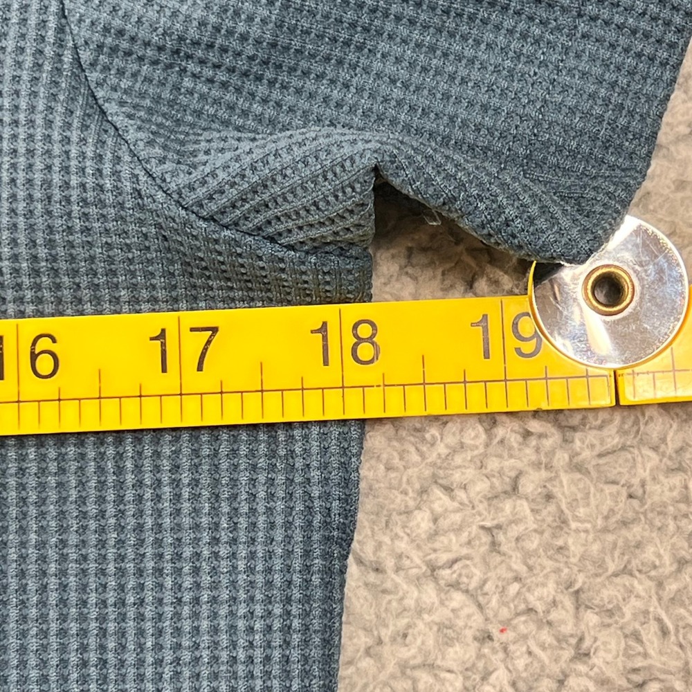 Calvin Klein Zip‎ Cardigan Juniors L Bluestone Teal Waffle Knit Short Sleeve VTG - Picture 8 of 10